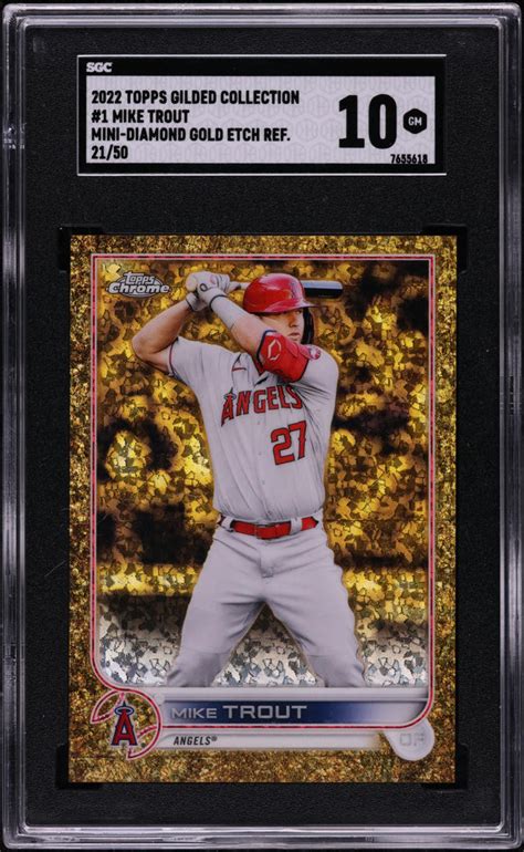 2022 Topps Chrome Gilded Mini Diamond Gold Etch Refractor Mike Trout