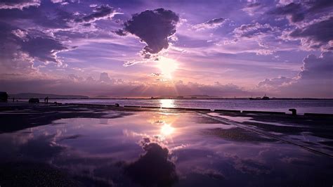 Wallpaper Sunlight Sunset Sea Nature Reflection Sky Sunrise