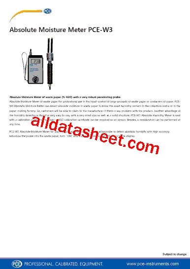 Pce W Datasheet Pdf Pce Instruments