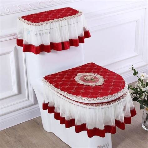 ABATTANT WC Qiushui Yiren red Ensemble De 3 Pièces De Coussin De