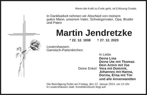 Traueranzeigen Von Martin Jendretzke Trauer Flz De