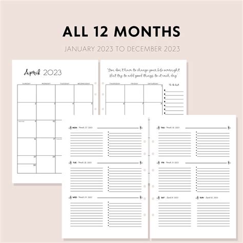 Monthly & Weekly Planner A4 2023 2023 Printable Planner 2023 - Etsy