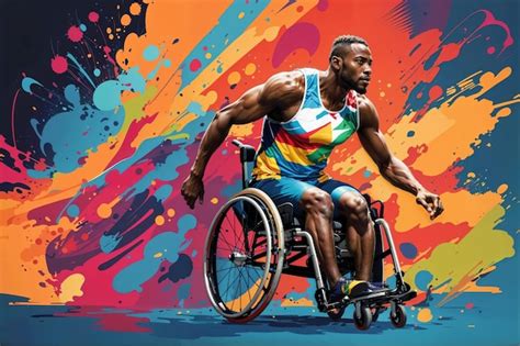 Illustration Of Disabled African Athlete Competing In Wheelchair At