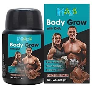 Mass Ayurvedic Body Grow Powder Chocolate Supplement Gain Muscle 300 GM