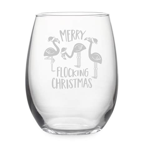 Flocking Christmas Stemless Wine Glasses ~ Set of 4