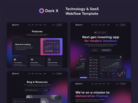 Dark X Dark Mode Tech Webflow Template Behance