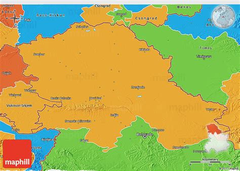 Political 3D Map of Vojvodina