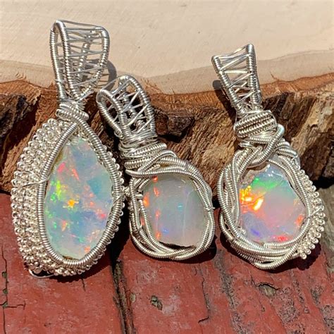 Ethiopian Welo Opal Wire Wrapped Pendant Ethiopian Opal Wire Etsy