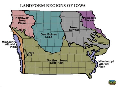 Iowas Geographic Landforms And Regions