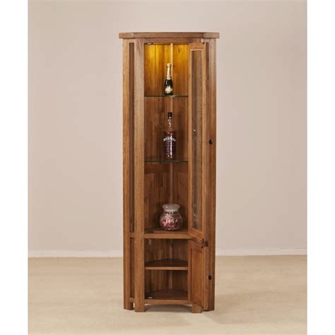 Savoy Rustic Solid Oak Corner Display Cabinet Made With Oak