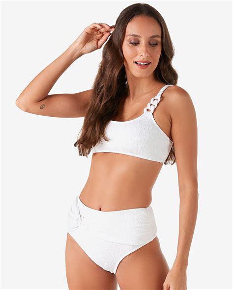 Riachuelo Biquíni Calcinha Hot Pant Textura Correntes Branco Dript by Riachuelo