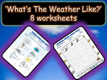 6 Weather Vocab worksheets + 2 Weather grammar structure Worksheets