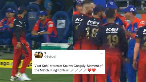 Virat Kohli Giving Sourav Ganguly The ‘death Stare During Rcb Vs Dc