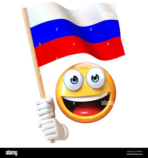 Emoji Holding Russian Flag Emoticon Waving National Flag Of Russian