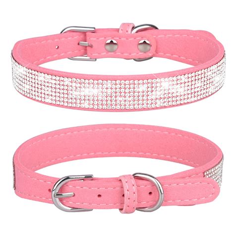 Soft Suede Leather Bling Rhinestone Crystal Jeweled Pet Cat Dog Puppy