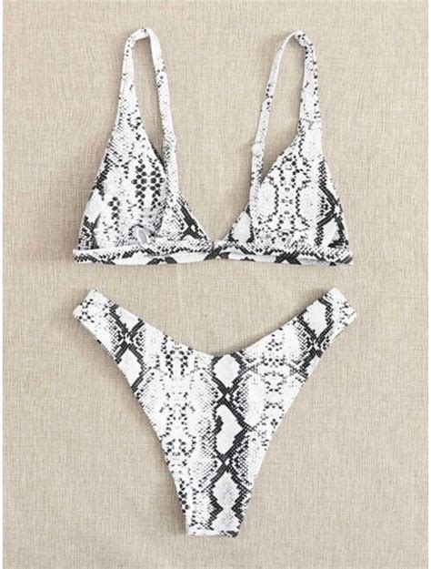 Buy Snakeskin Triangle High Cut Bikini Swimsuit Online Topofstyle