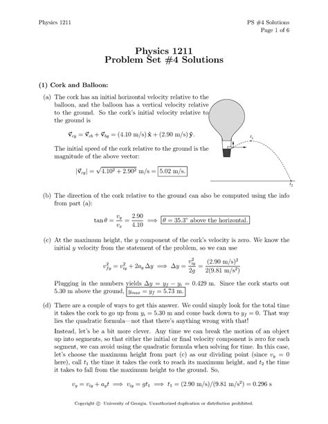 1211Problem Set 04 Solns Page 1 Of 6 Physics 1211 Problem Set 4