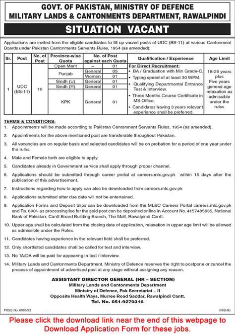 Clerk Jobs In Military Lands And Cantonment Department 2023 April