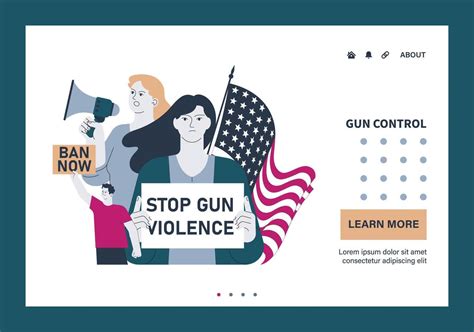 Gun Control Web Or Landing Set Second Amendment Ban Weapon