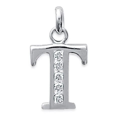 Pendentif Lettre T Argent Rhodié Zirconium Femme