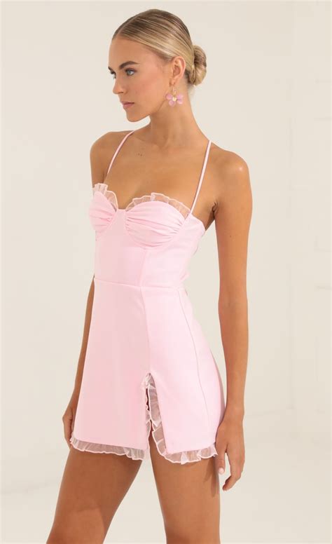 Vanka Corset Ruffle Dress In Pink Lucy In The Sky