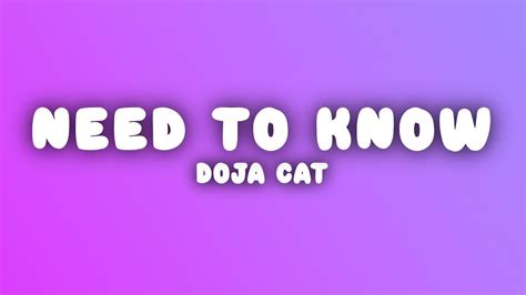 Doja Cat Need To Know Lyrics Youtube