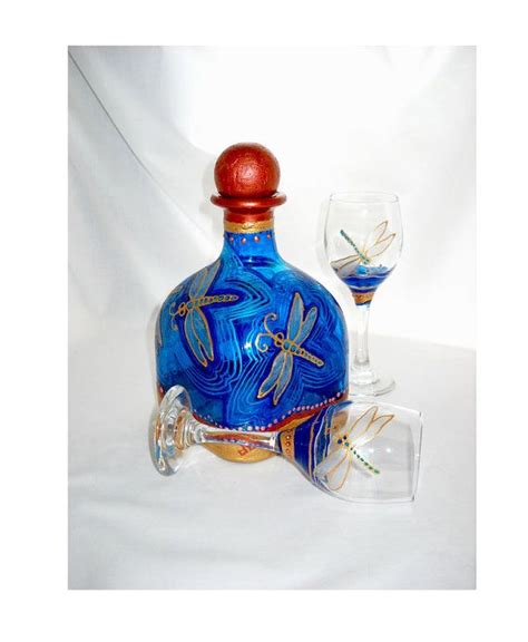 Patron Bottles Glass Bottles Blue Dragonfly Message In A Bottle