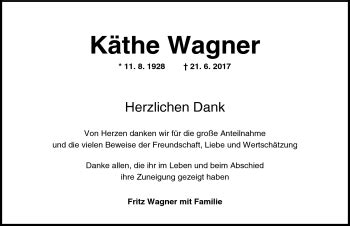 Traueranzeigen Von K The Wagner Schwarzw Lder Bote Trauer