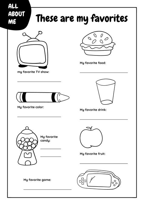 My Favorite Things Worksheets