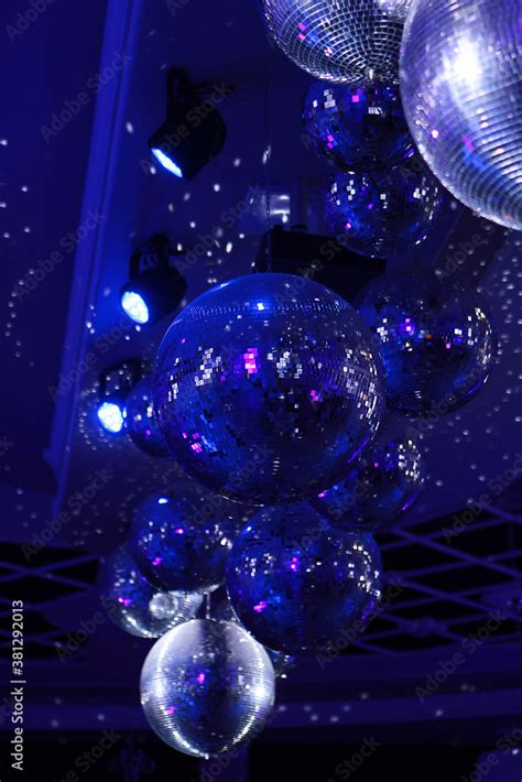 Disco Ball With Bright Rays Night Party With Blue Background Party