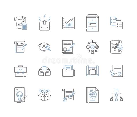 Colecci N De Iconos De L Nea De Registros De Transacciones Vector De