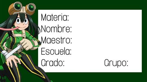 Etiqueta De Tsuyu Etiquetas Para Cuadernos Manualidades Anime