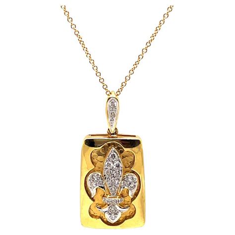 Diamond Gold Fleur De Lis Pendant At 1stdibs