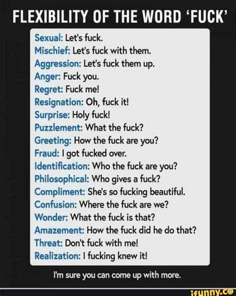 Universal F K Sexual Let S Fuck Flexibility Of The Word Fuck Mischief Let S Fuck With