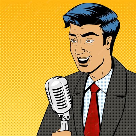 Premium Vector Businessman With Microphone Pop Art Vector