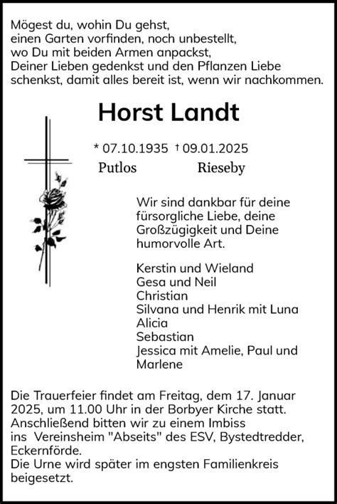 Kondolenzbuch Von Horst Landt Sh Z Trauer