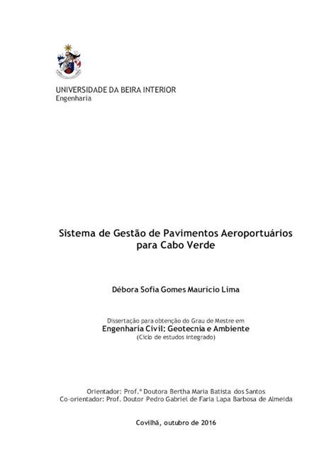 PDF Sistema de Gestão de Pavimentos Aeroportuários para Cabo Verde