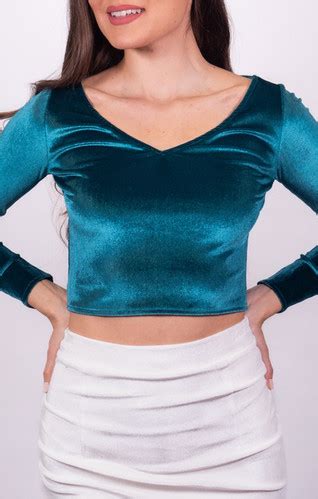 Emilia Turquoise Velvet Tango Top Chique Dancewear