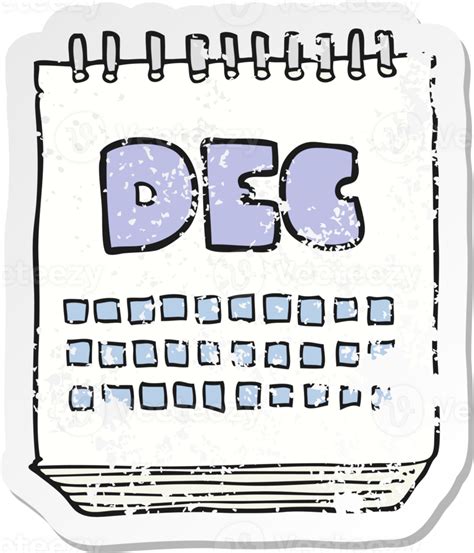 Pegatina Retro Angustiada De Un Calendario De Dibujos Animados Que