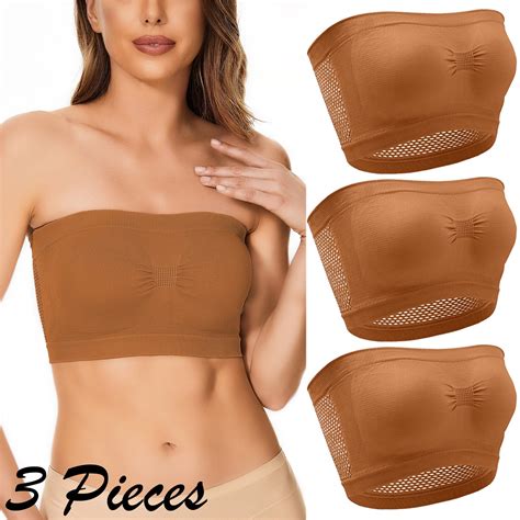 Rigardu Tube Tops For Women 3 Pieces Womens Non Padded Bandeau Sprots