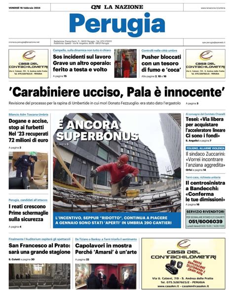 Le prime pagine di venerdì 16 febbraio Wayglo Umbria