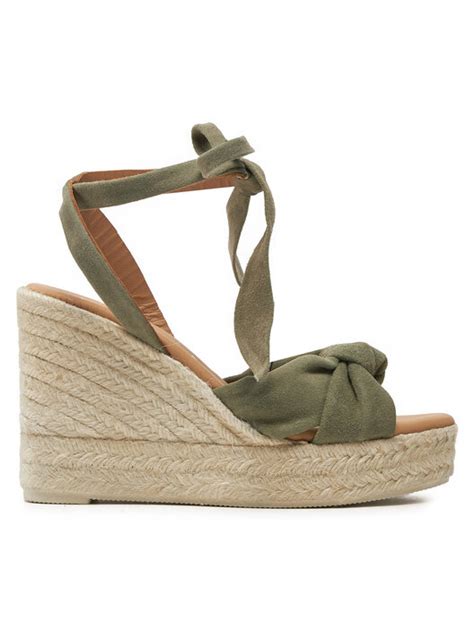 Espadrilky Manebi Hamptons Wedge Espadrilles With Knot W 0 1 WS Zelená