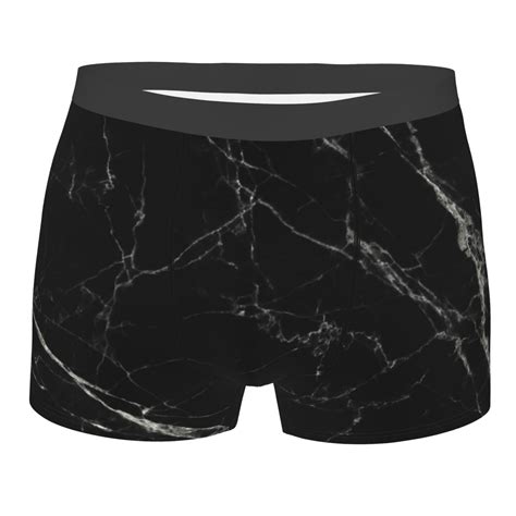 Disketp Black Marble Texture Abstract Men S Boxer Briefs Soft And