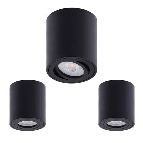 LILE M Alu Aufbauspots Schwarz Inkl LED Modul 3er Set