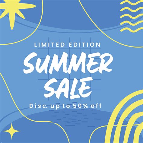 Summer Sale Event Post Template Social Media Poster Vector Design