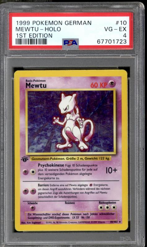 Pokemon Base Set German 1st Edition Mewtwo Mewtu 10102 Psa 4 Da Card