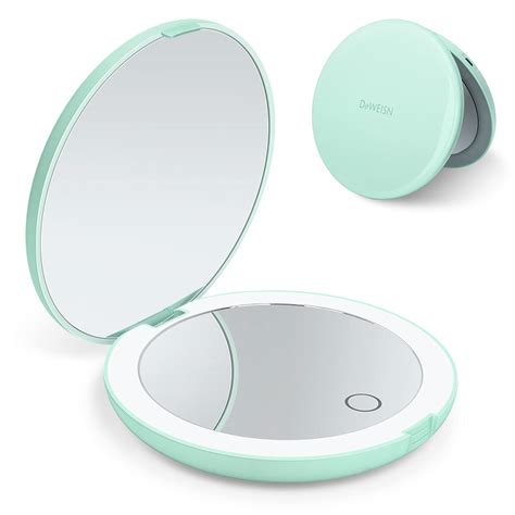 Compact Rechargeable Lighted Makeup Mirror For Travel Purse And