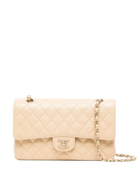 Chanel Pre Owned Medium Double Flap Shoulder Bag Neutrals