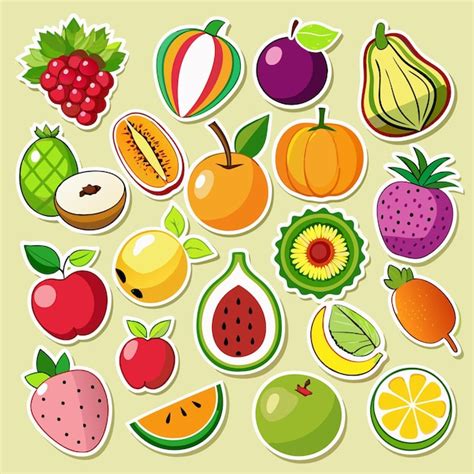 Colorful Fruit Illustration Collection Unique Fruit Images for Design ...