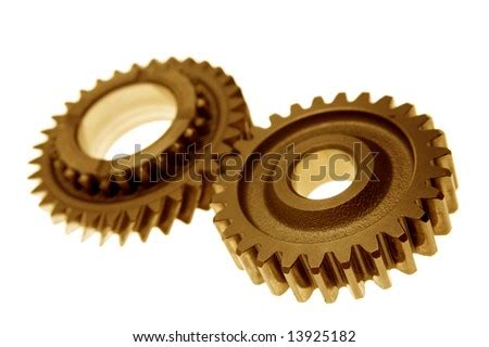 Two Gears Meshing Together Over White Stock Photo 13925182 : Shutterstock